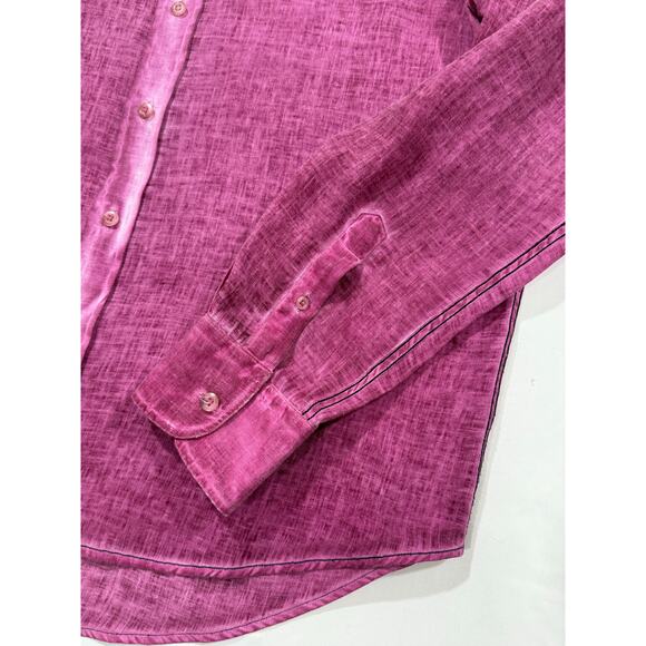 C & O Beach Barcelona Men's Italian Linen Hand Dyed Shirt Size US XL (011) - Picture 4 of 12